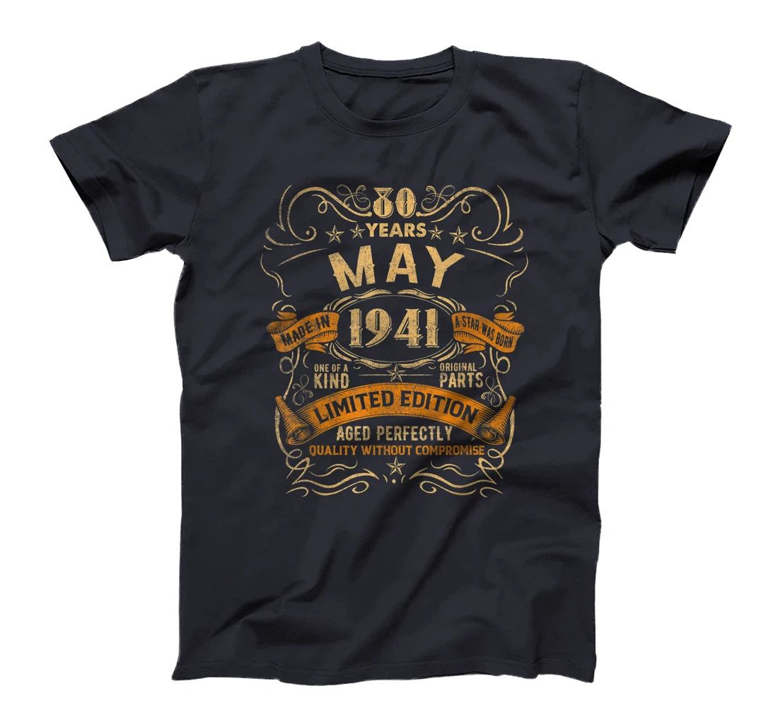 Vintage May 1941 Shirt 80th Birthday Gift For 80 Years Old T-Shirt