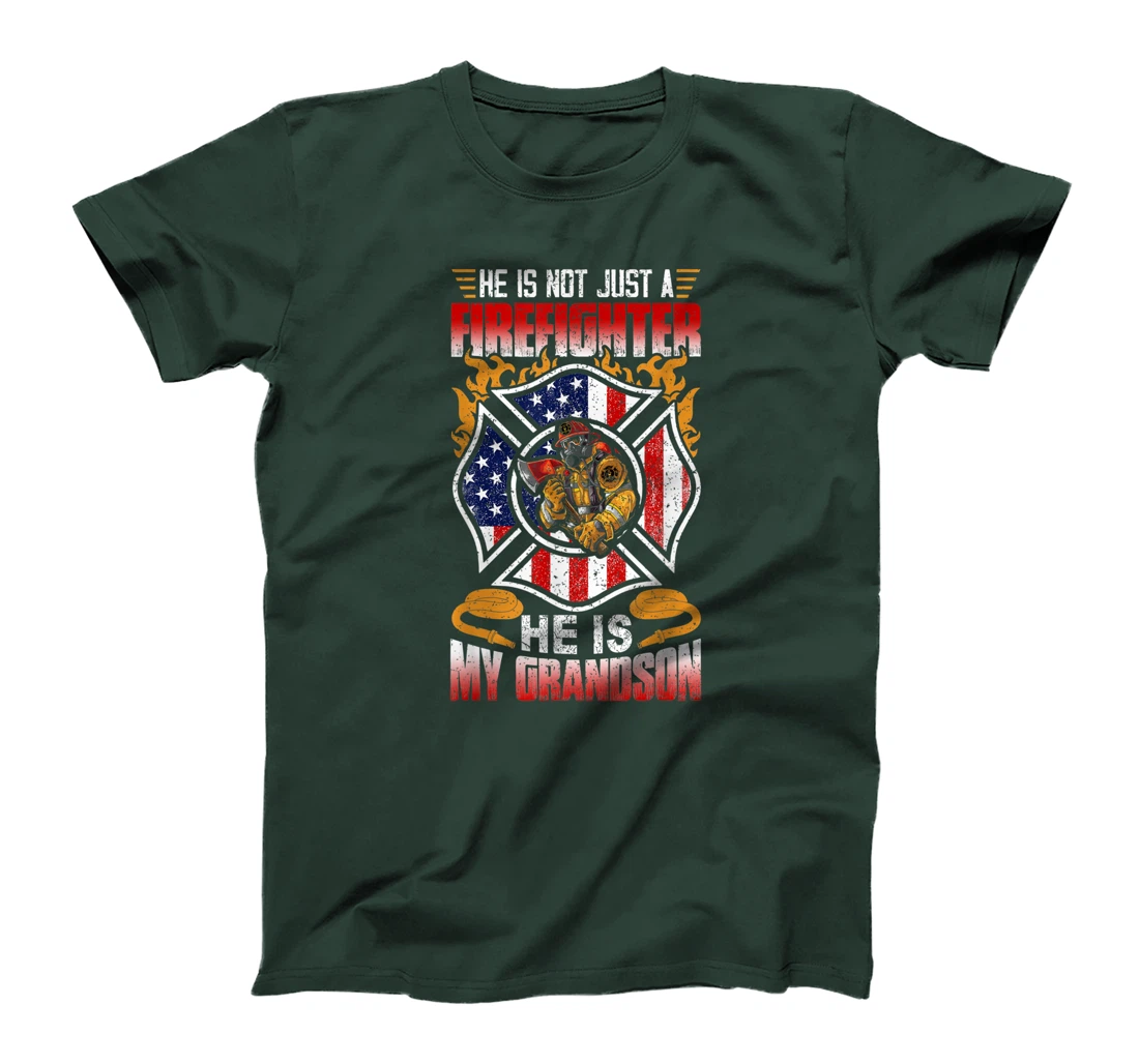 My Grandson Is A Firefighter Proud Grandma Grandpa Gift T-Shirt