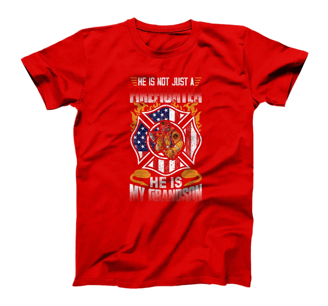 My Grandson Is A Firefighter Proud Grandma Grandpa Gift T-Shirt