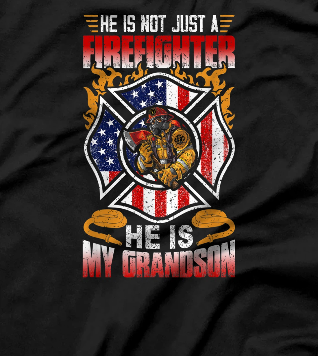 My Grandson Is A Firefighter Proud Grandma Grandpa Gift T-Shirt