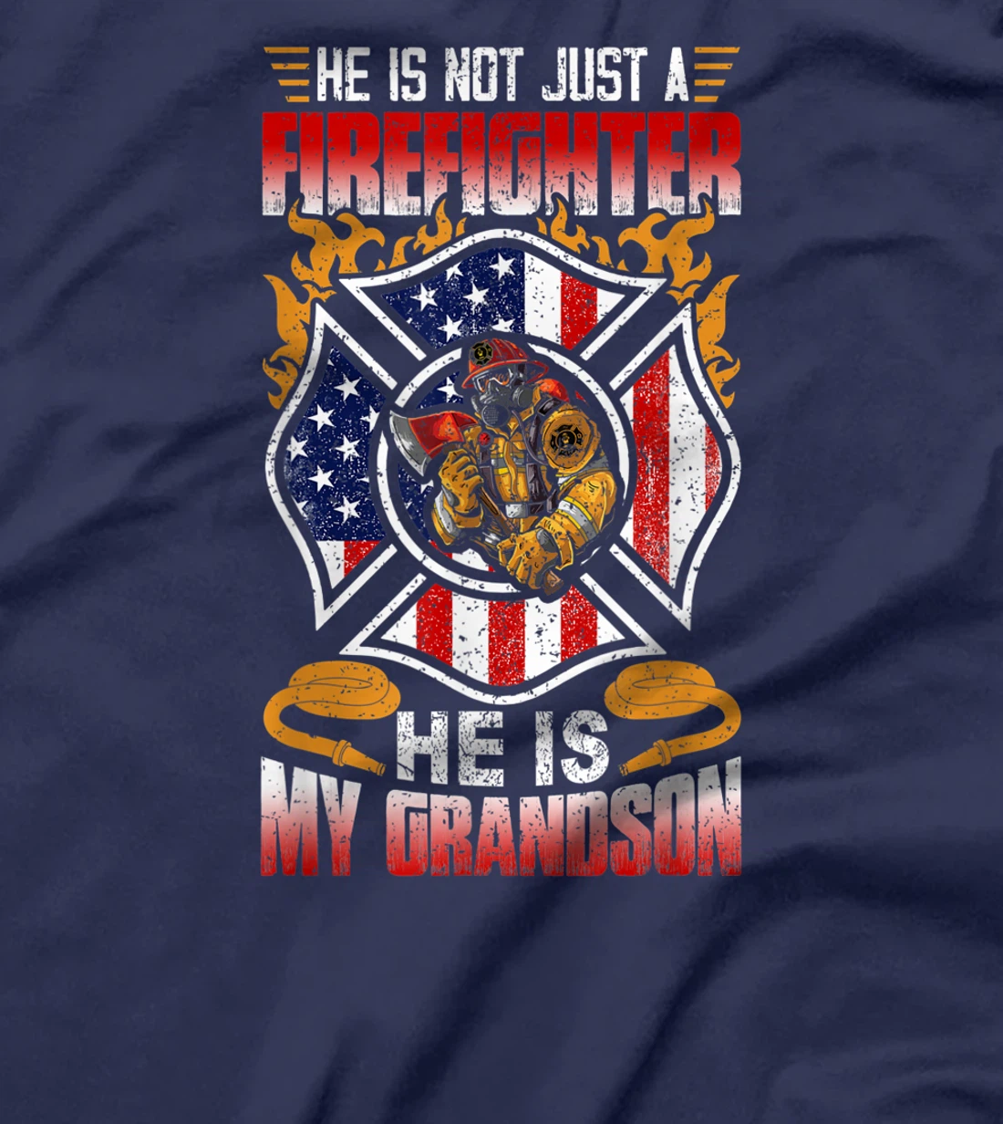 My Grandson Is A Firefighter Proud Grandma Grandpa Gift T-Shirt