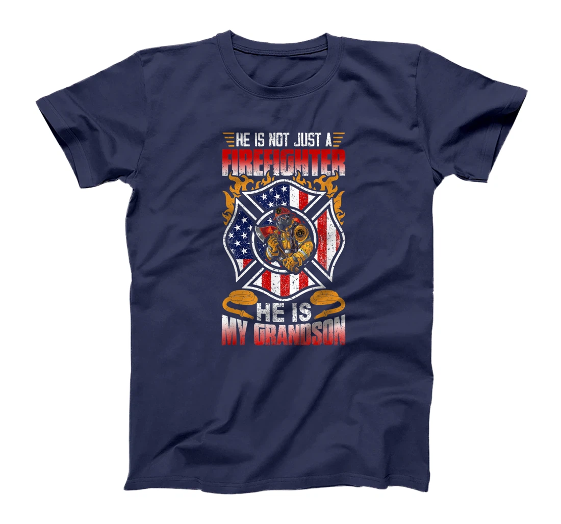 My Grandson Is A Firefighter Proud Grandma Grandpa Gift T-Shirt