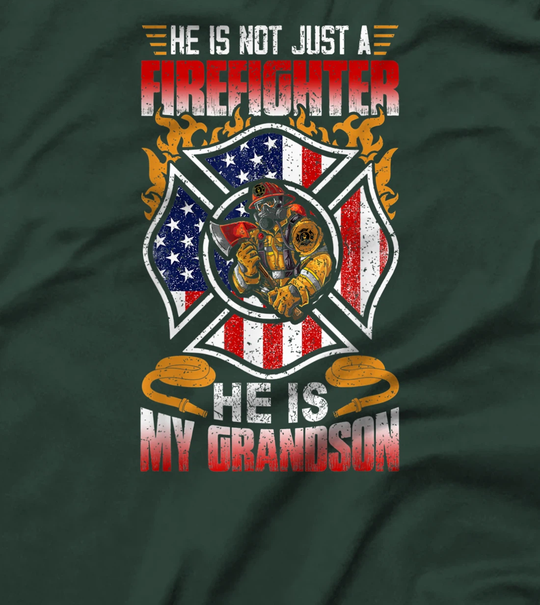 My Grandson Is A Firefighter Proud Grandma Grandpa Gift T-Shirt
