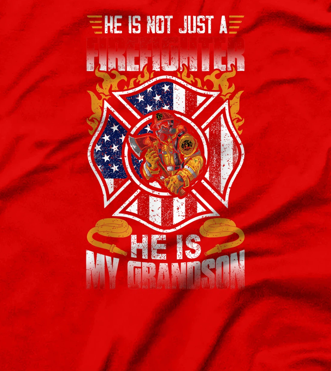 My Grandson Is A Firefighter Proud Grandma Grandpa Gift T-Shirt