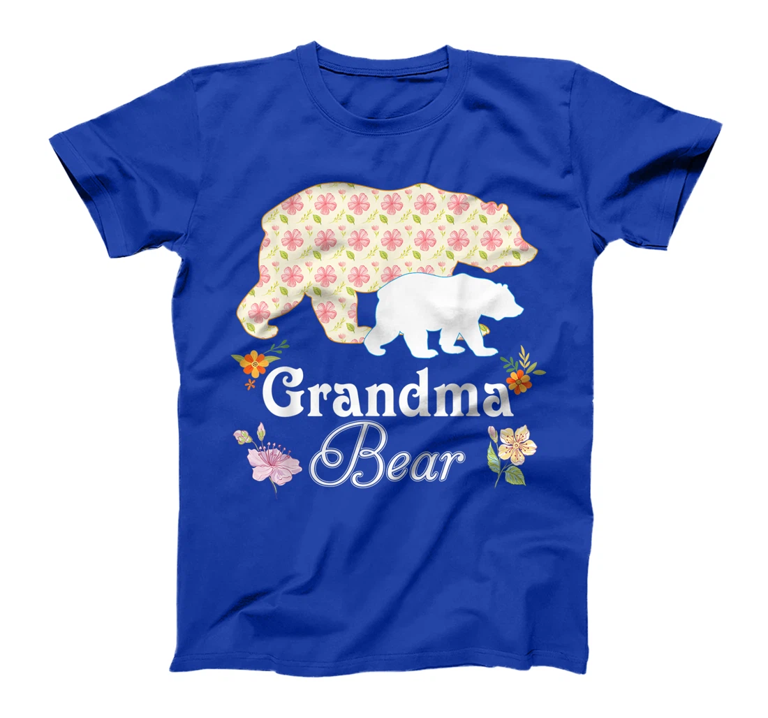 Grandma Floral Flower Bear Cute Family Mommy Grandma Mother T-Shirt