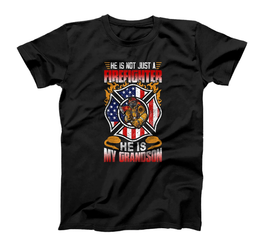 My Grandson Is A Firefighter Proud Grandma Grandpa Gift T-Shirt