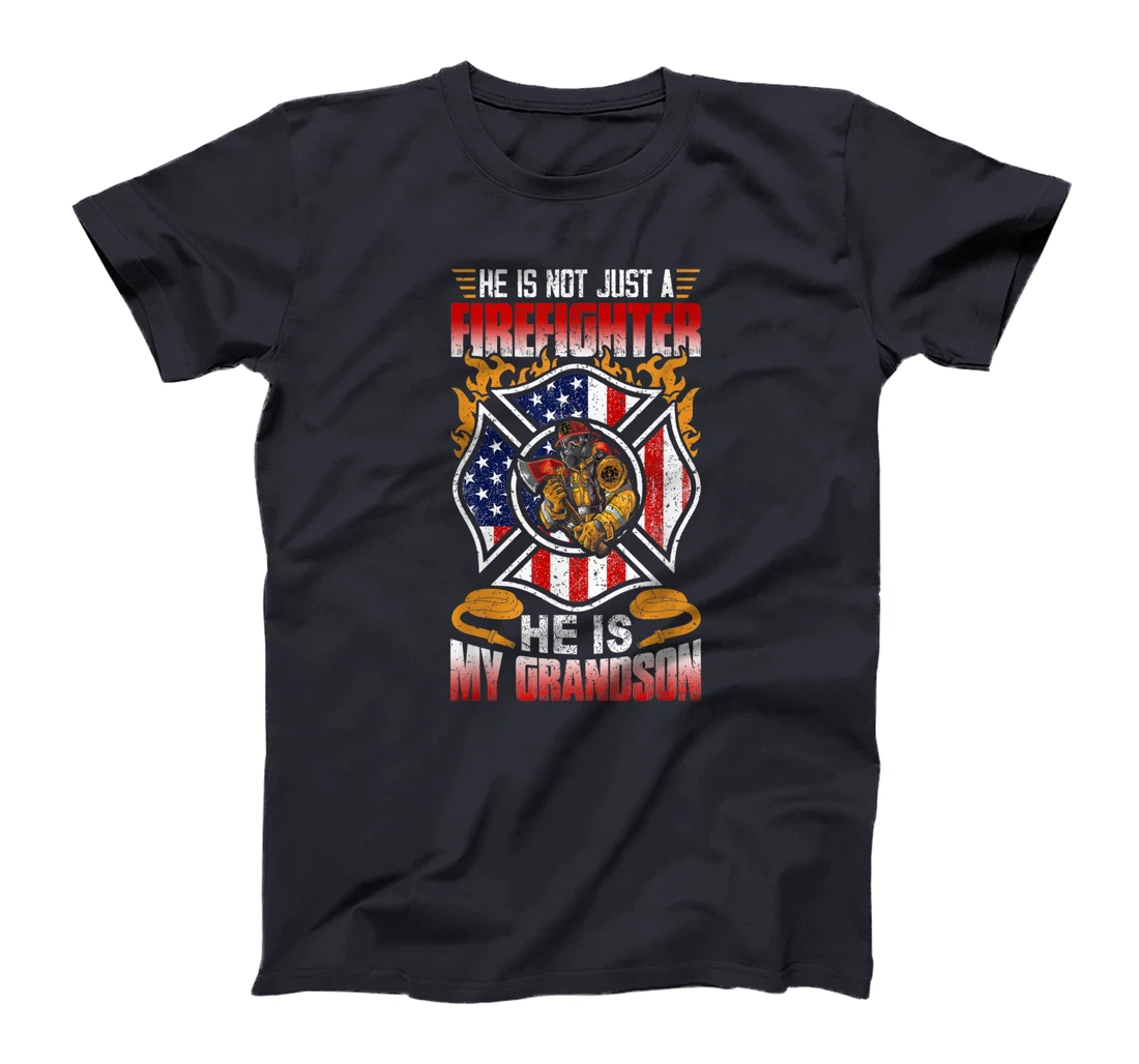 My Grandson Is A Firefighter Proud Grandma Grandpa Gift T-Shirt