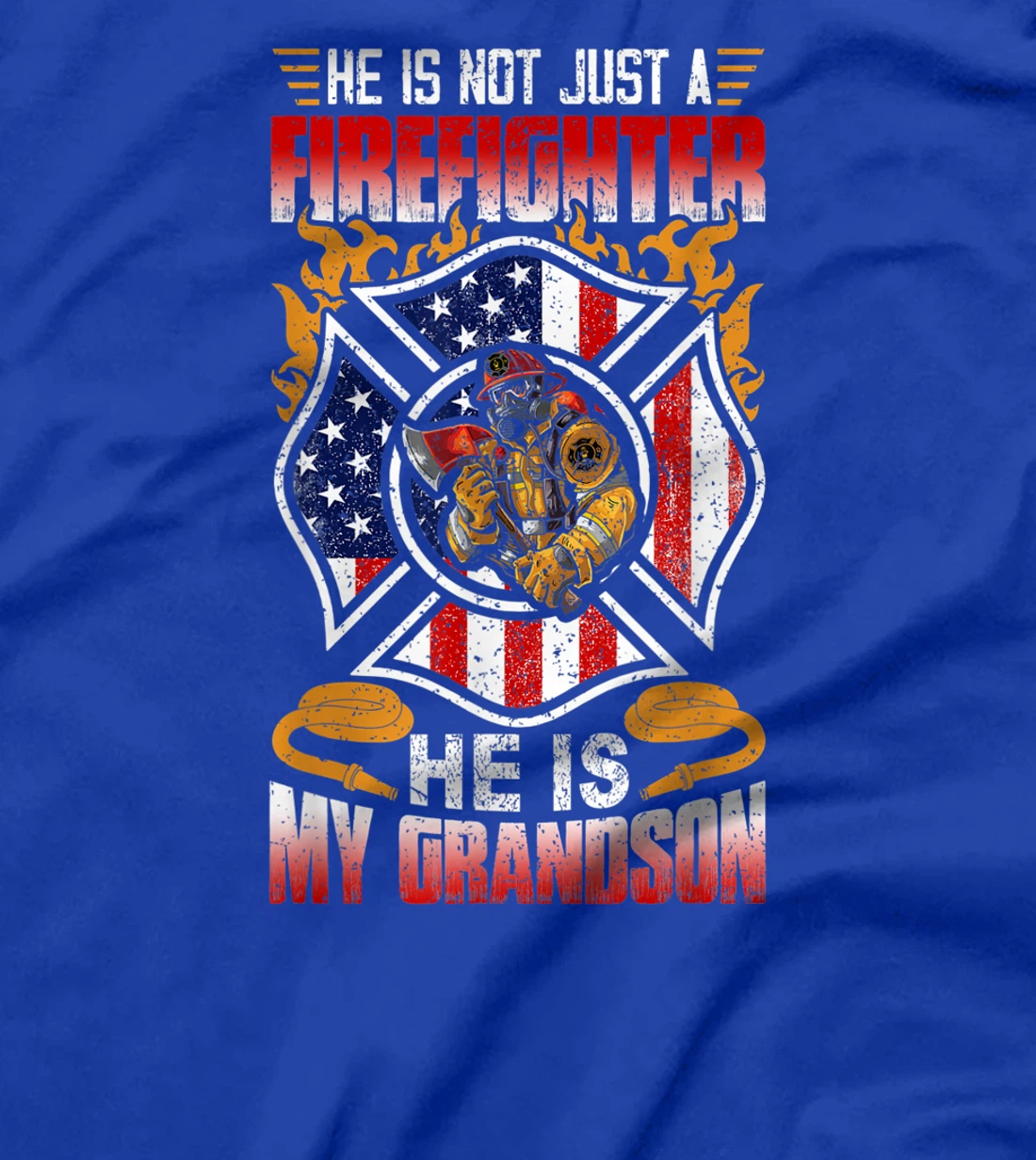 My Grandson Is A Firefighter Proud Grandma Grandpa Gift T-Shirt