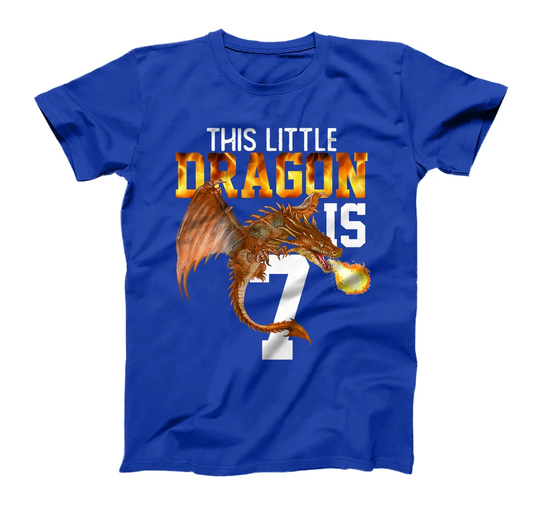 Kids Turning 7 Year Old Birthday Gift Boy Dragon 7th Bday Girl Premium T-Shirt