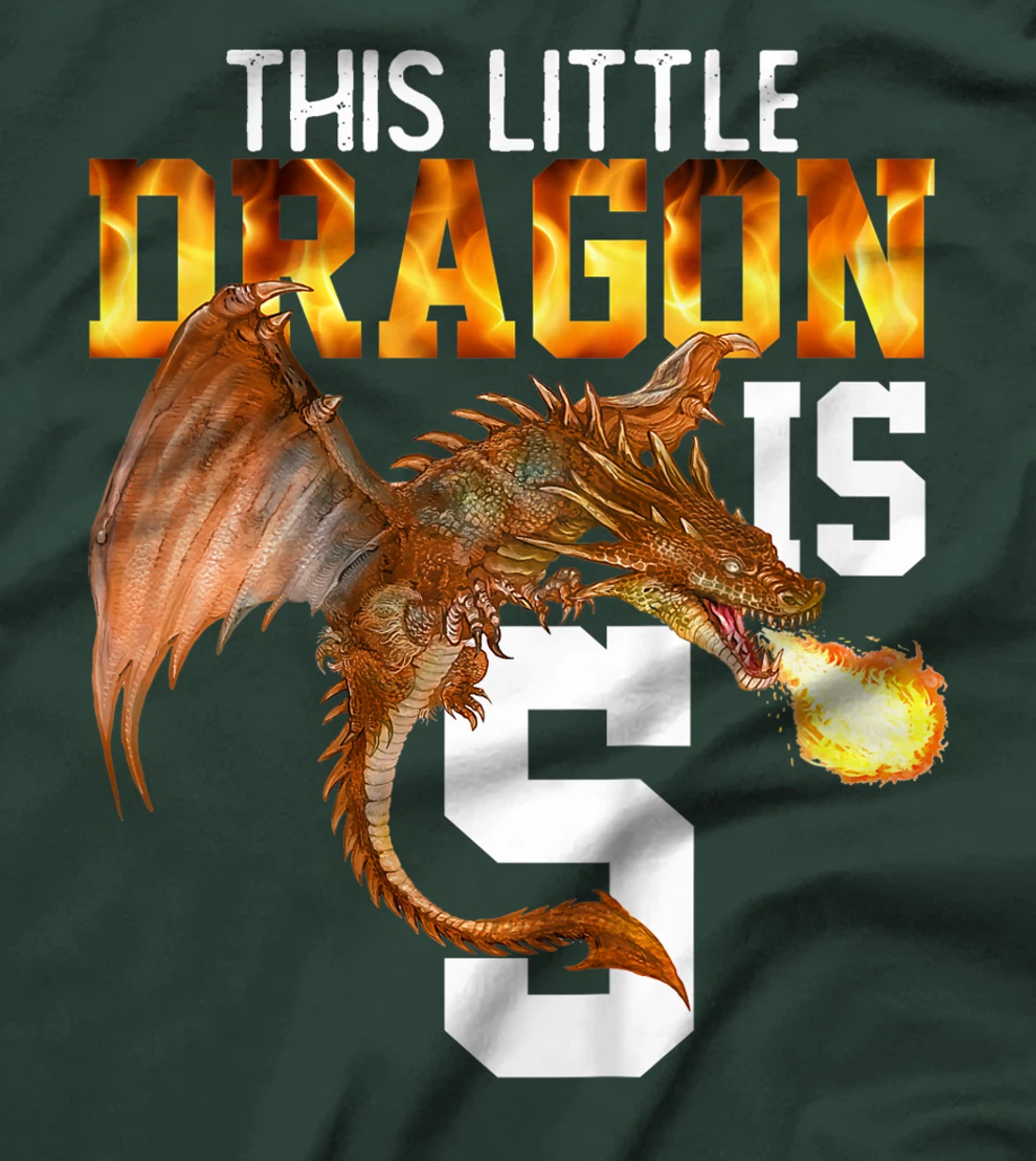 Kids Turning 5 Year Old Birthday Gift Boy Dragon 5th Bday Girl T-Shirt