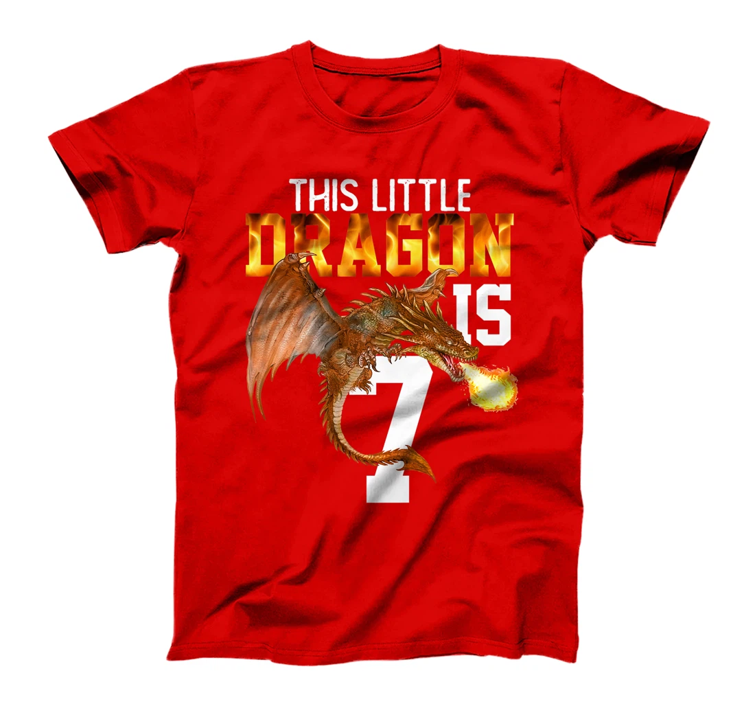 Kids Turning 7 Year Old Birthday Gift Boy Dragon 7th Bday Girl Premium T-Shirt