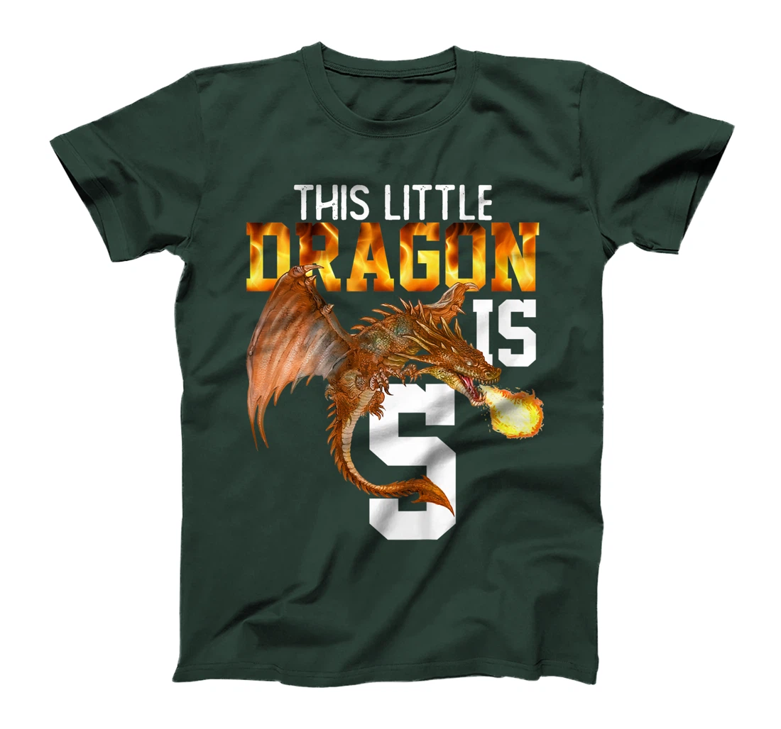 Kids Turning 5 Year Old Birthday Gift Boy Dragon 5th Bday Girl T-Shirt