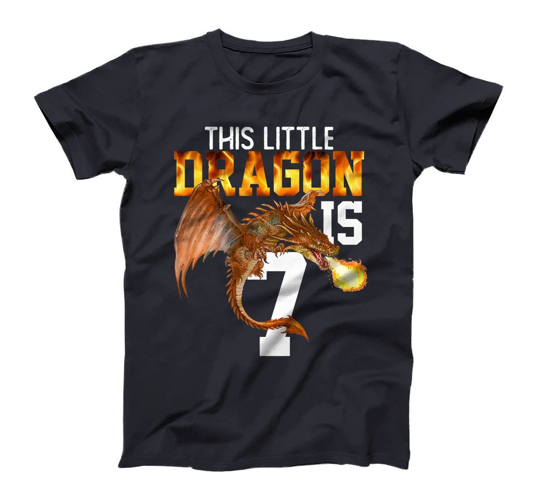 Kids Turning 7 Year Old Birthday Gift Boy Dragon 7th Bday Girl Premium T-Shirt