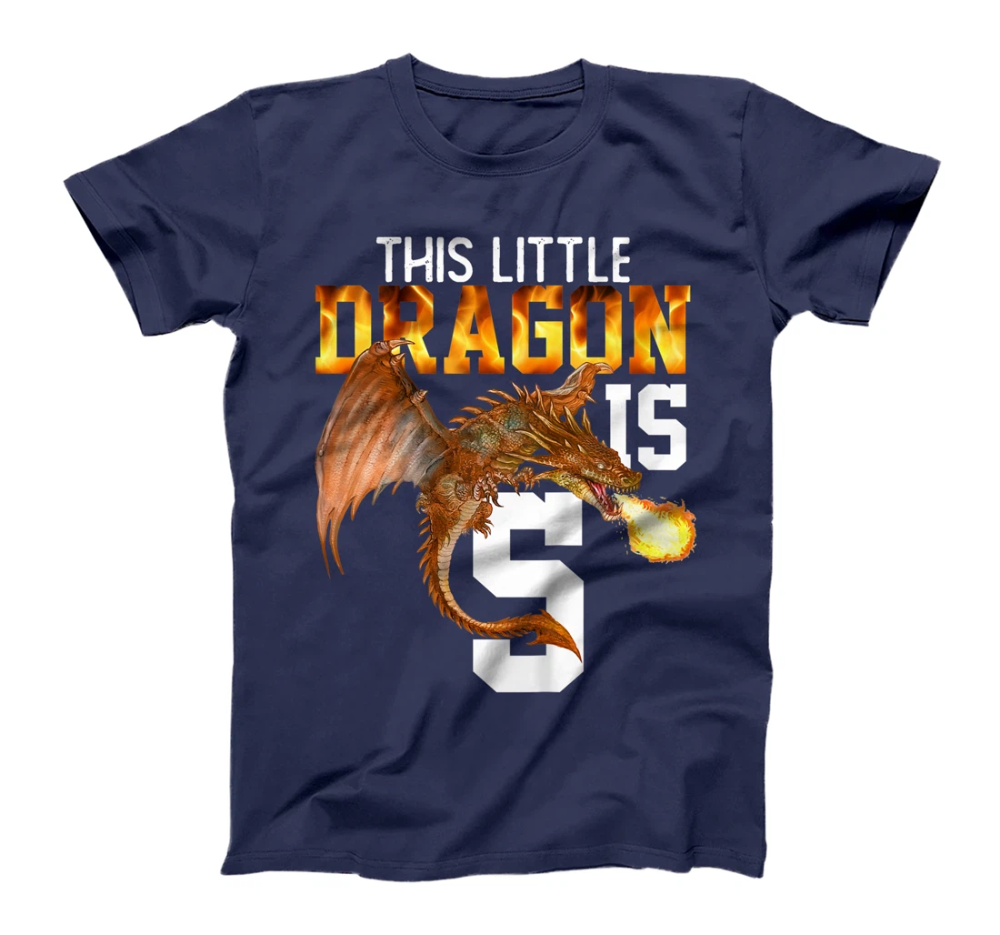 Kids Turning 5 Year Old Birthday Gift Boy Dragon 5th Bday Girl T-Shirt