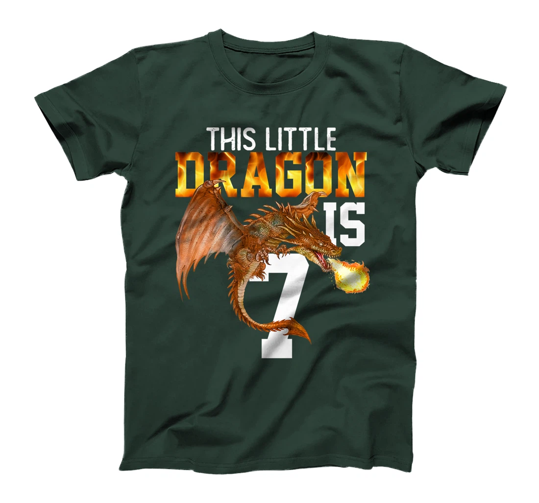 Kids Turning 7 Year Old Birthday Gift Boy Dragon 7th Bday Girl Premium T-Shirt