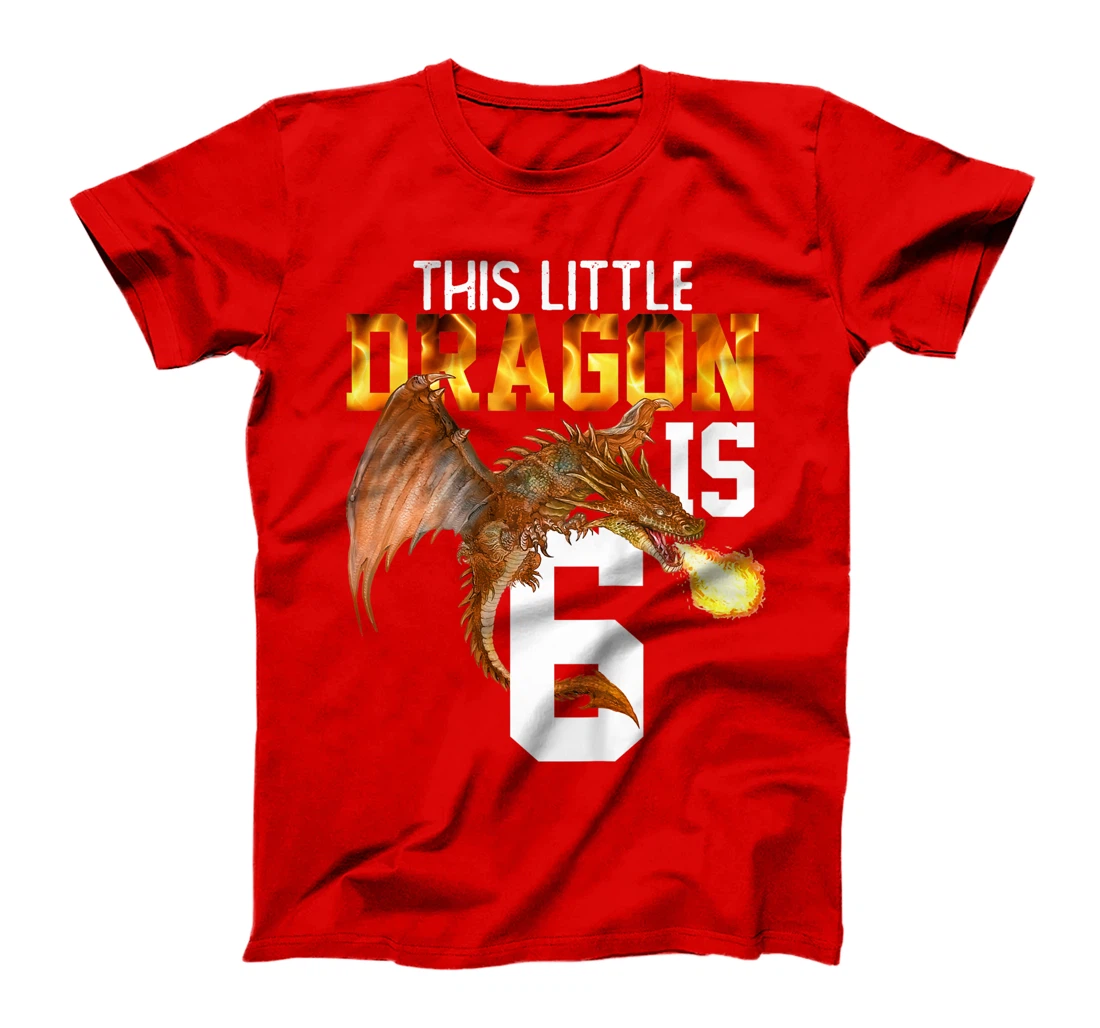 Kids Turning 6 Year Old Birthday Gift Boy Dragon 6th Bday Girl T-Shirt