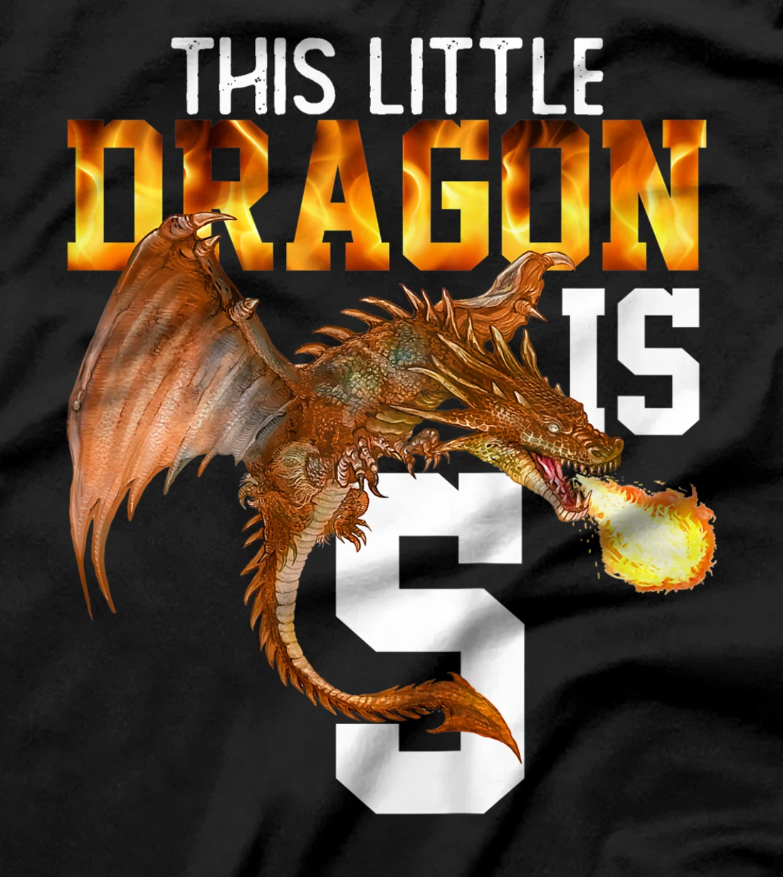 Kids Turning 5 Year Old Birthday Gift Boy Dragon 5th Bday Girl T-Shirt