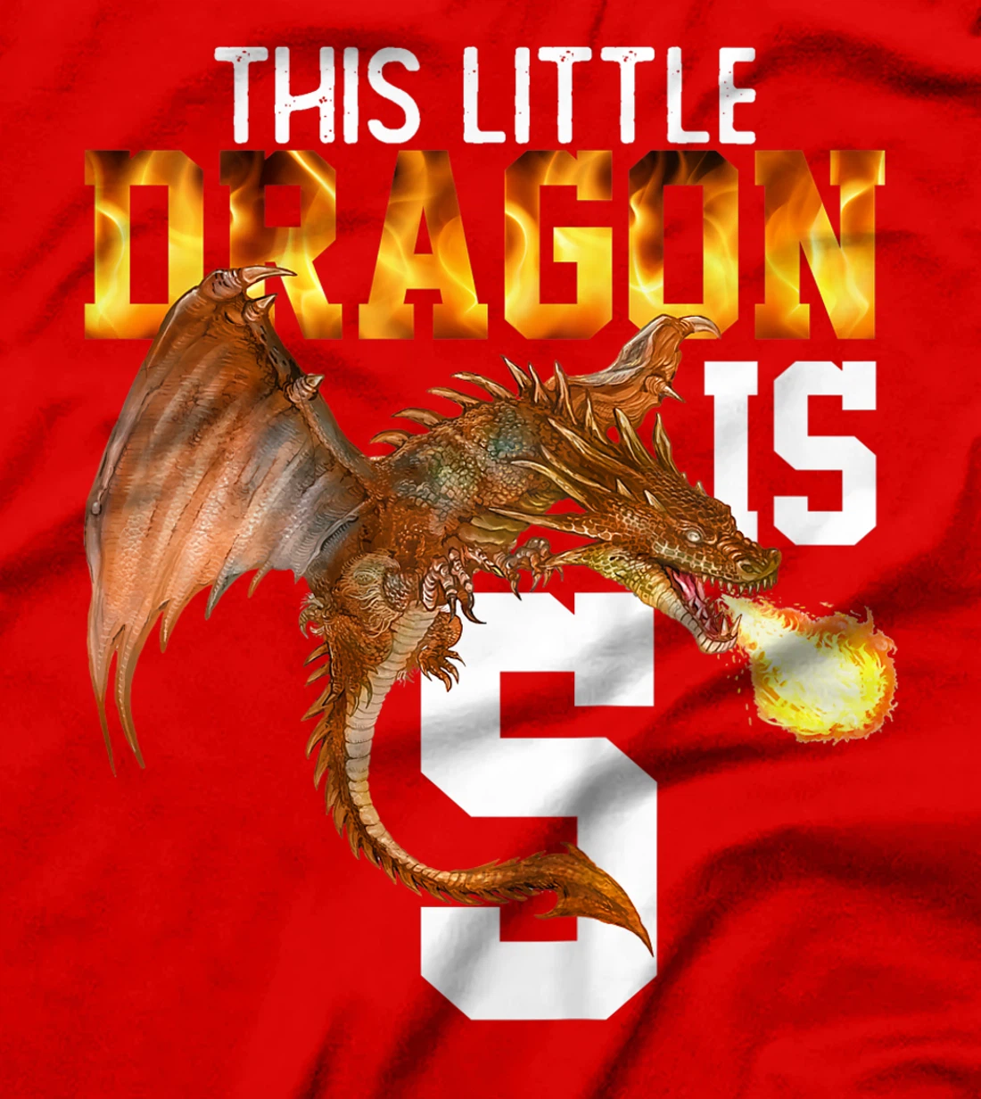 Kids Turning 5 Year Old Birthday Gift Boy Dragon 5th Bday Girl T-Shirt