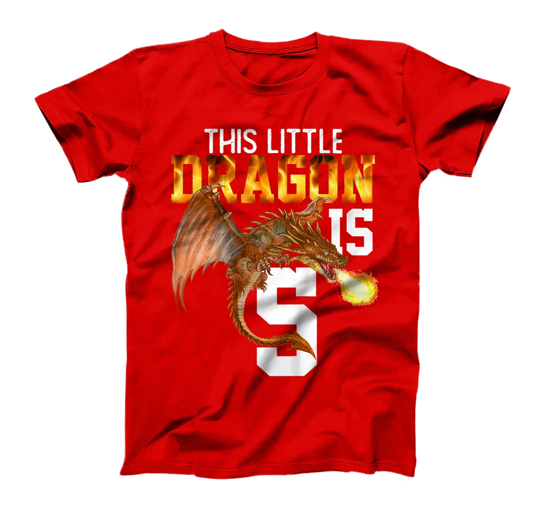 Kids Turning 5 Year Old Birthday Gift Boy Dragon 5th Bday Girl T-Shirt