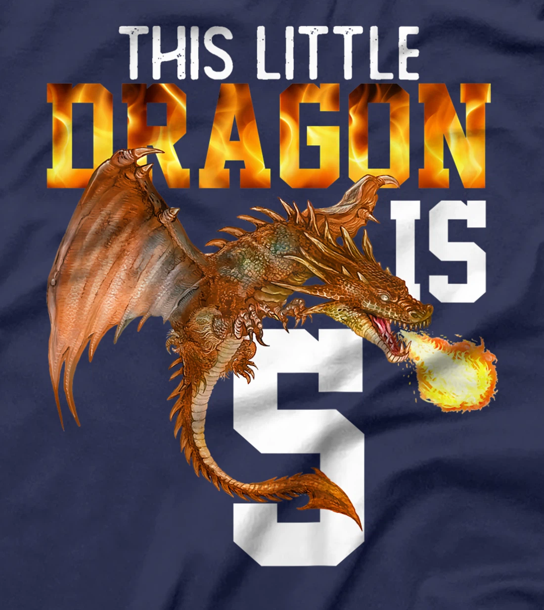 Kids Turning 5 Year Old Birthday Gift Boy Dragon 5th Bday Girl T-Shirt