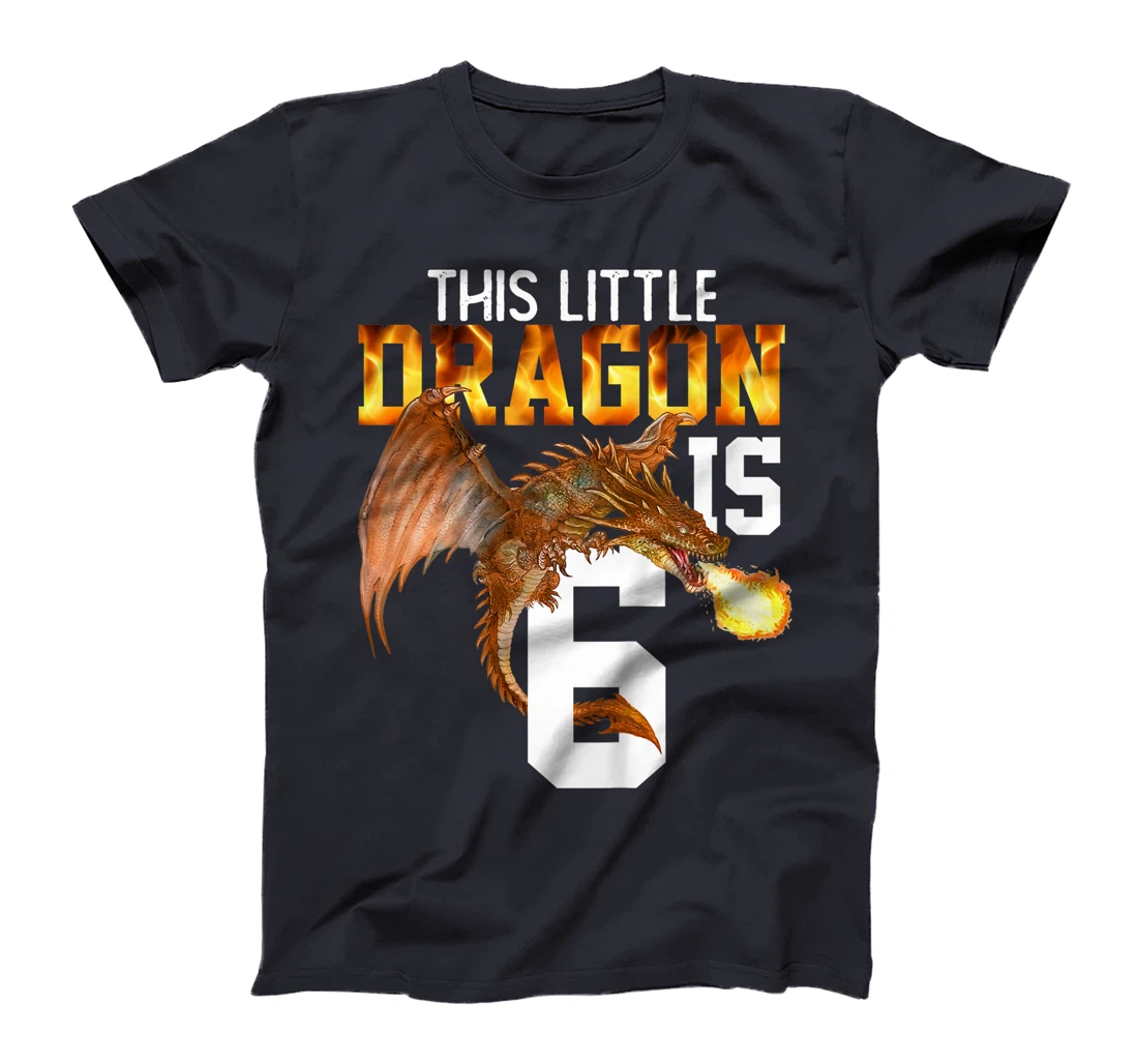 Kids Turning 6 Year Old Birthday Gift Boy Dragon 6th Bday Girl T-Shirt