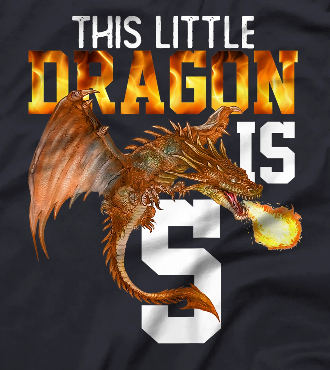 Kids Turning 5 Year Old Birthday Gift Boy Dragon 5th Bday Girl T-Shirt