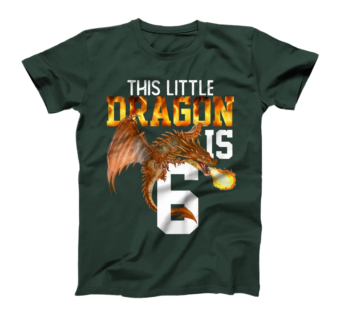 Kids Turning 6 Year Old Birthday Gift Boy Dragon 6th Bday Girl T-Shirt