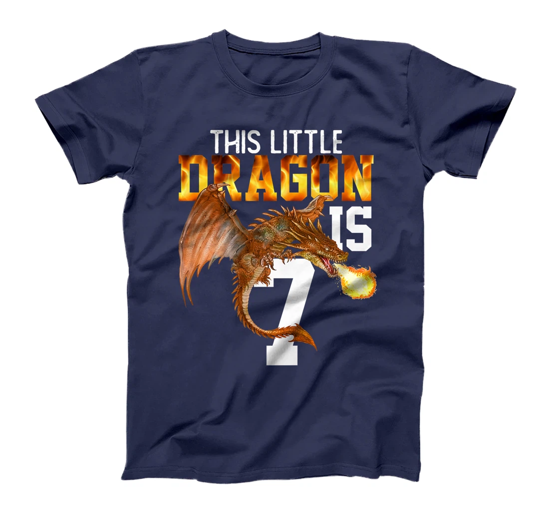 Kids Turning 7 Year Old Birthday Gift Boy Dragon 7th Bday Girl Premium T-Shirt