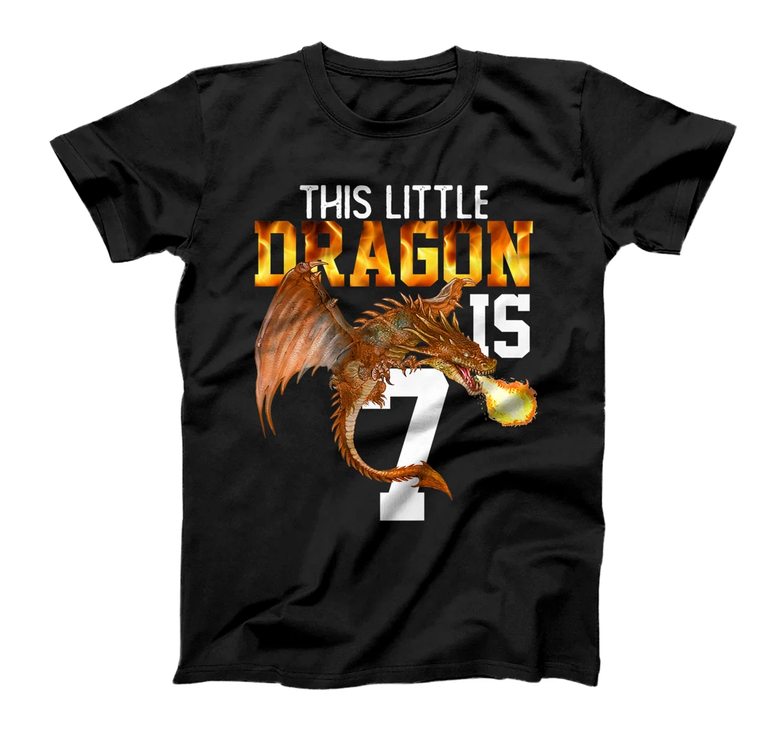Kids Turning 7 Year Old Birthday Gift Boy Dragon 7th Bday Girl Premium T-Shirt