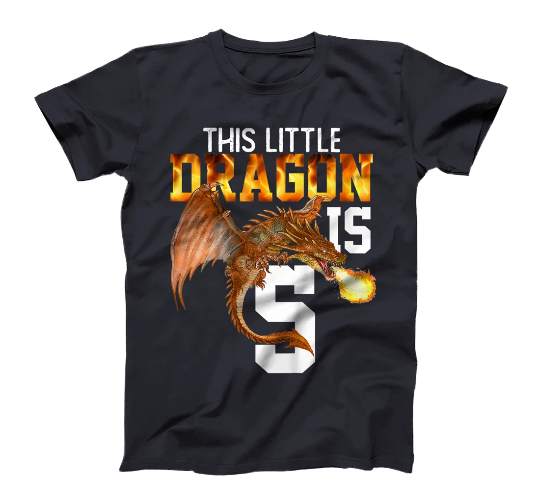 Kids Turning 5 Year Old Birthday Gift Boy Dragon 5th Bday Girl T-Shirt