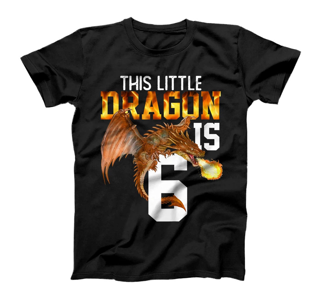 Kids Turning 6 Year Old Birthday Gift Boy Dragon 6th Bday Girl T-Shirt