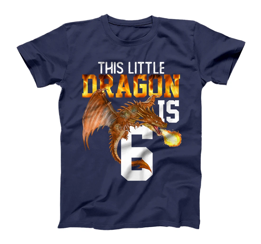 Kids Turning 6 Year Old Birthday Gift Boy Dragon 6th Bday Girl T-Shirt