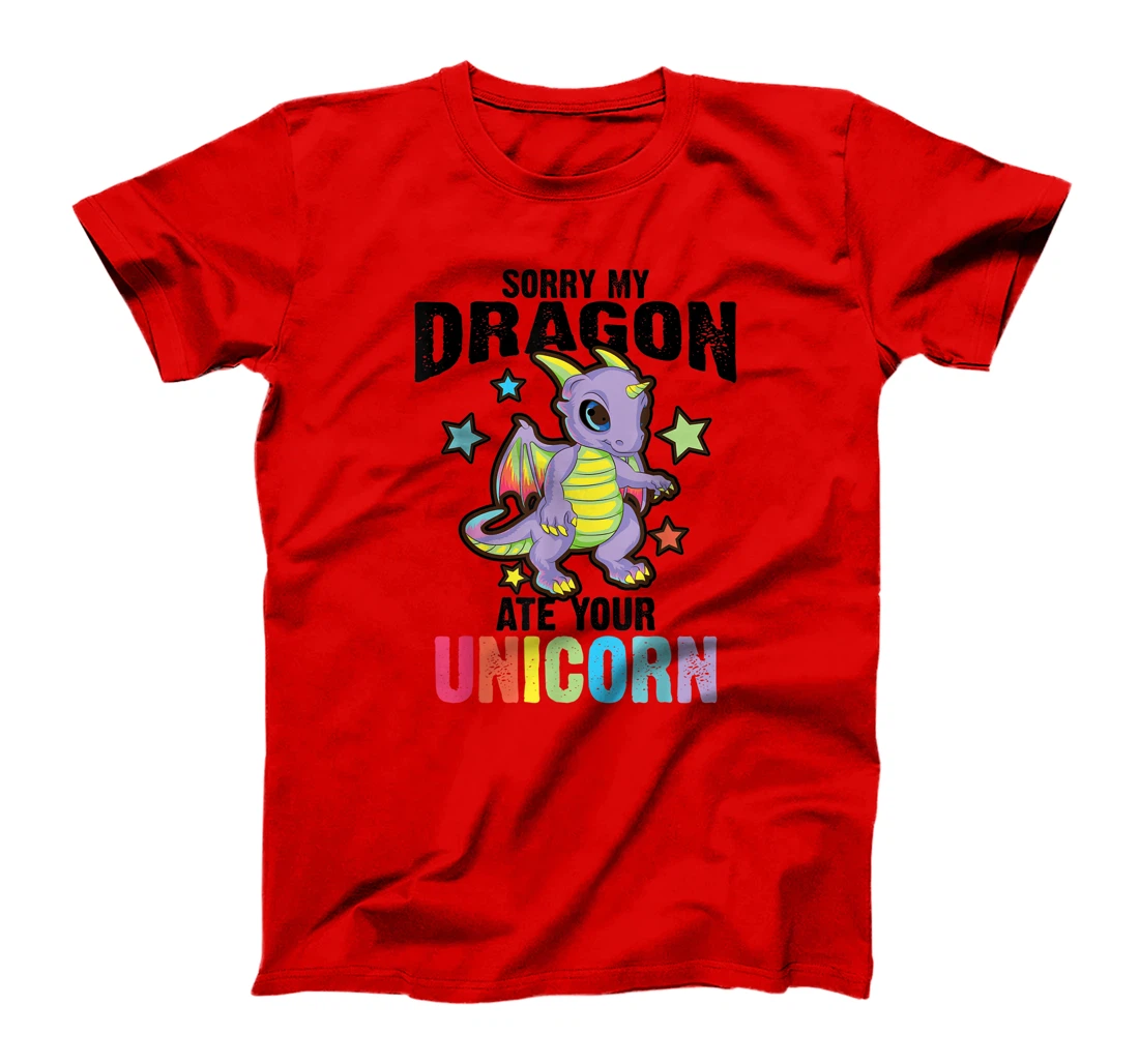 Funny Dragon Gift For Men Women Kids Cool Dragon Ate Unicorn T-Shirt