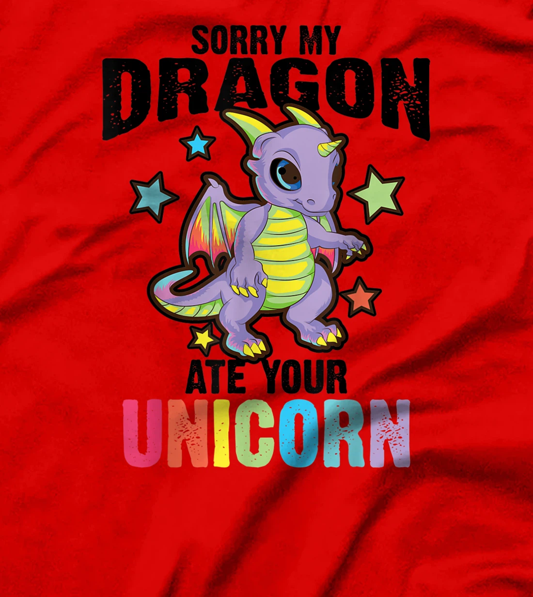 Funny Dragon Gift For Men Women Kids Cool Dragon Ate Unicorn T-Shirt