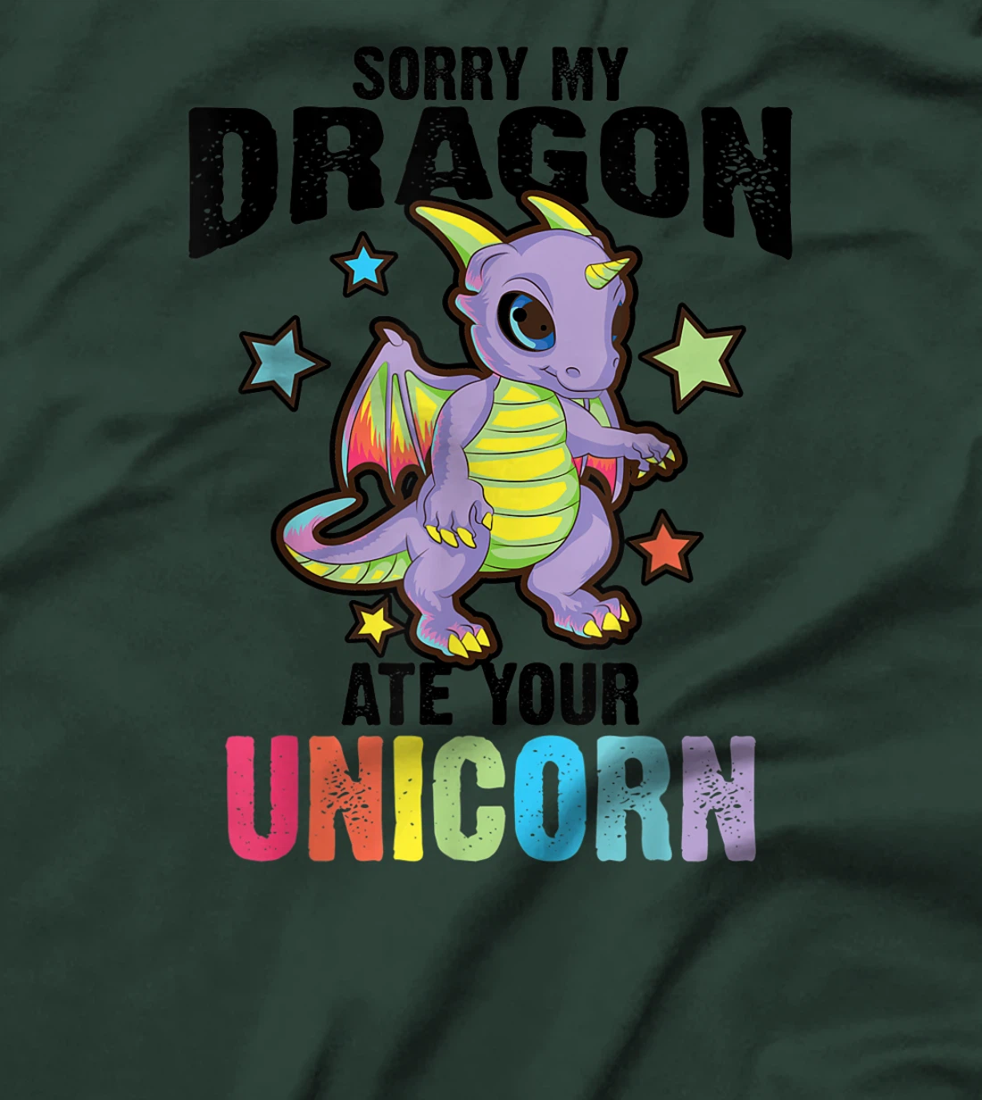 Funny Dragon Gift For Men Women Kids Cool Dragon Ate Unicorn T-Shirt