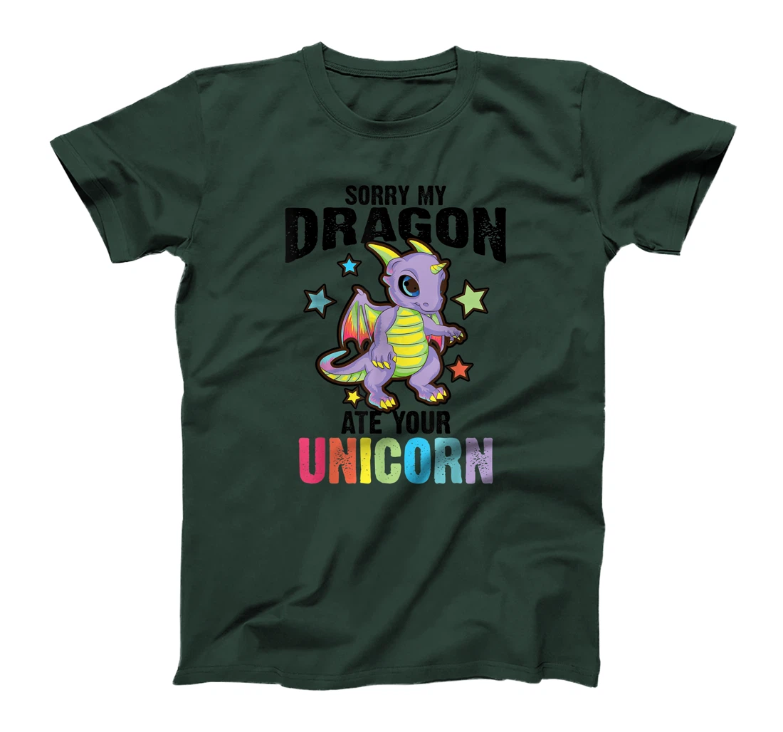 Funny Dragon Gift For Men Women Kids Cool Dragon Ate Unicorn T-Shirt