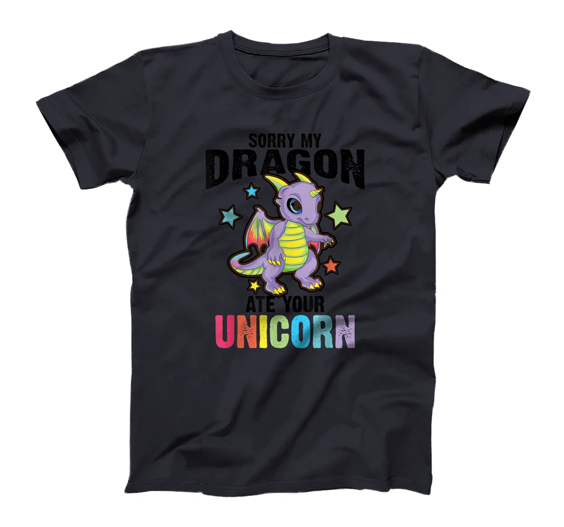 Funny Dragon Gift For Men Women Kids Cool Dragon Ate Unicorn T-Shirt