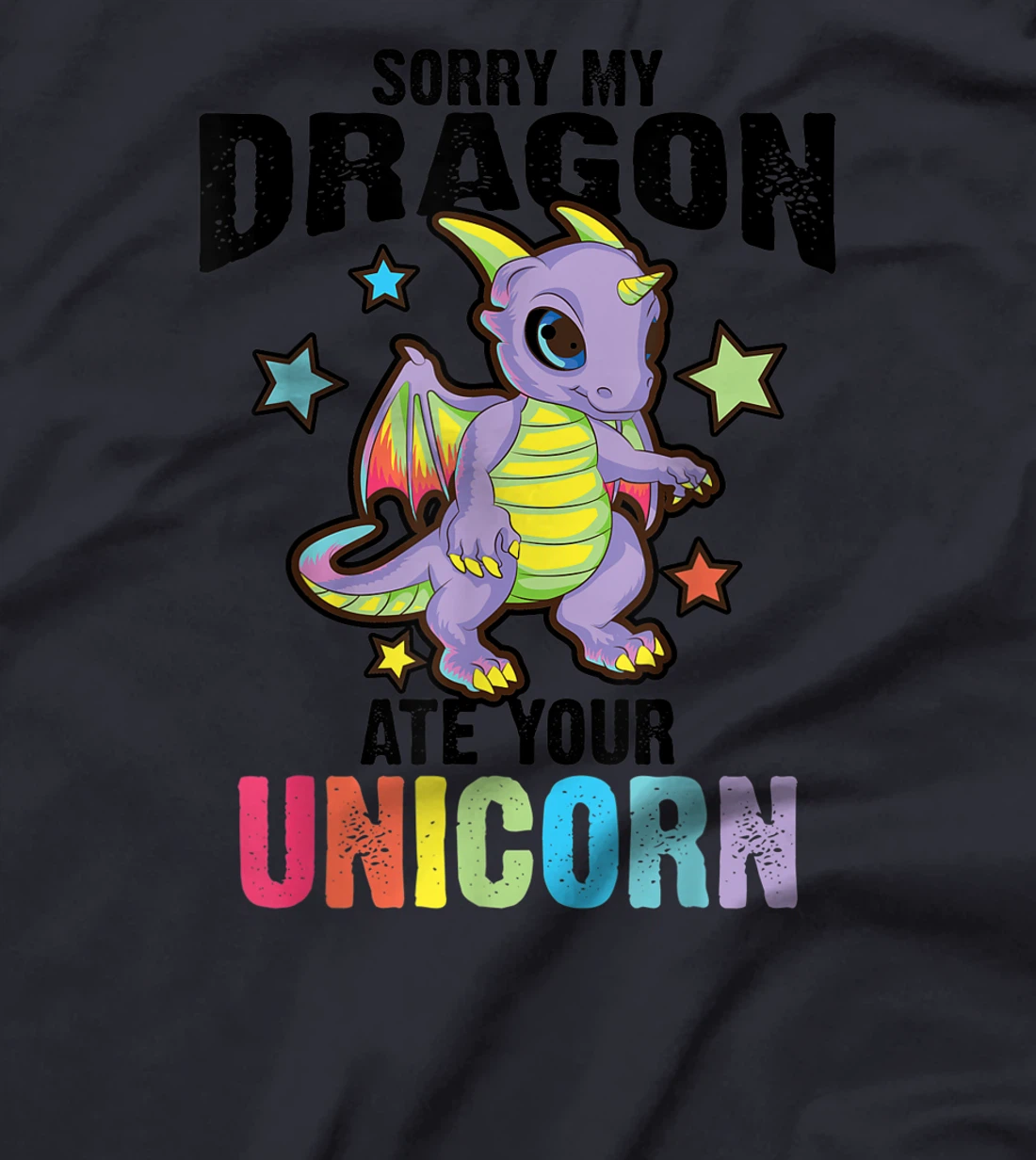 Funny Dragon Gift For Men Women Kids Cool Dragon Ate Unicorn T-Shirt