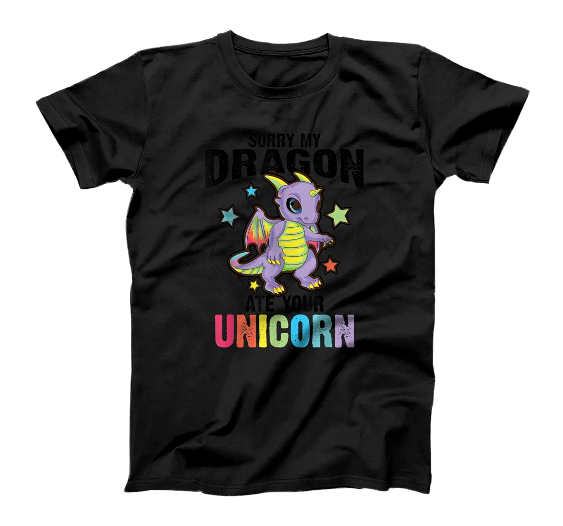 Funny Dragon Gift For Men Women Kids Cool Dragon Ate Unicorn T-Shirt