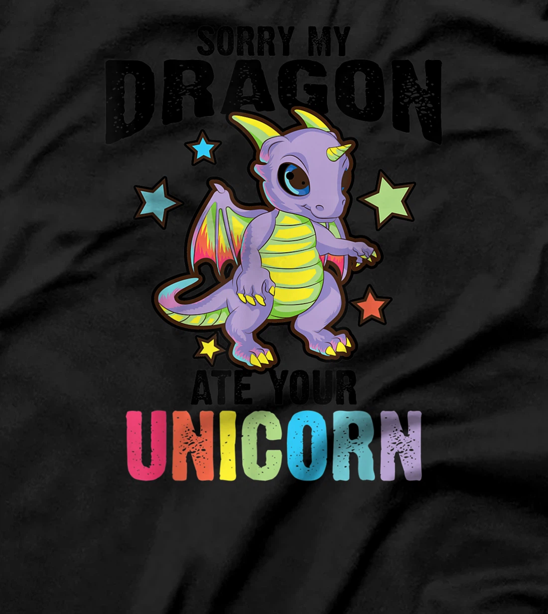 Funny Dragon Gift For Men Women Kids Cool Dragon Ate Unicorn T-Shirt