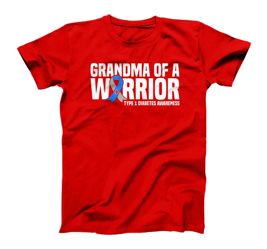 Womens Grandma of a Warrior Type 1 Diabetes Awareness T-Shirt