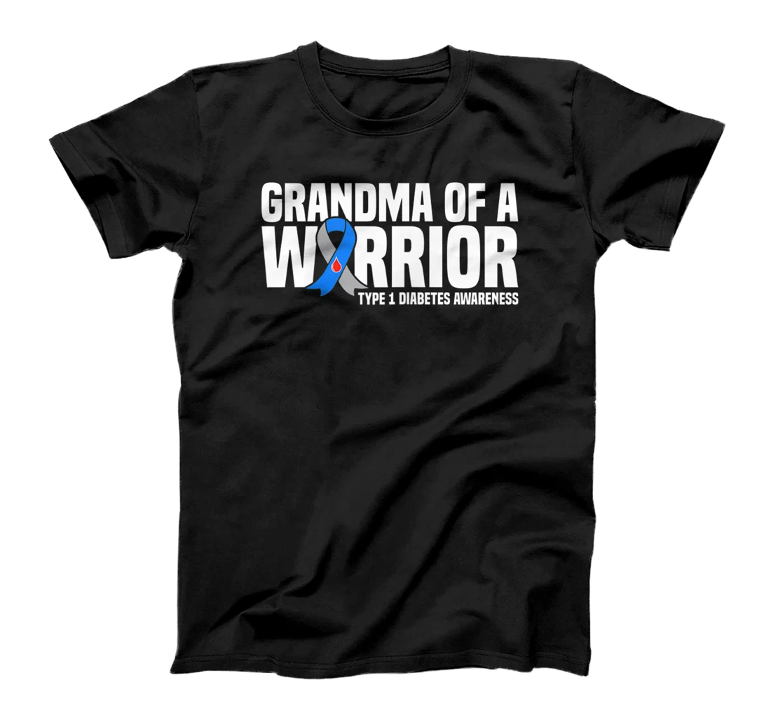 Womens Grandma of a Warrior Type 1 Diabetes Awareness T-Shirt
