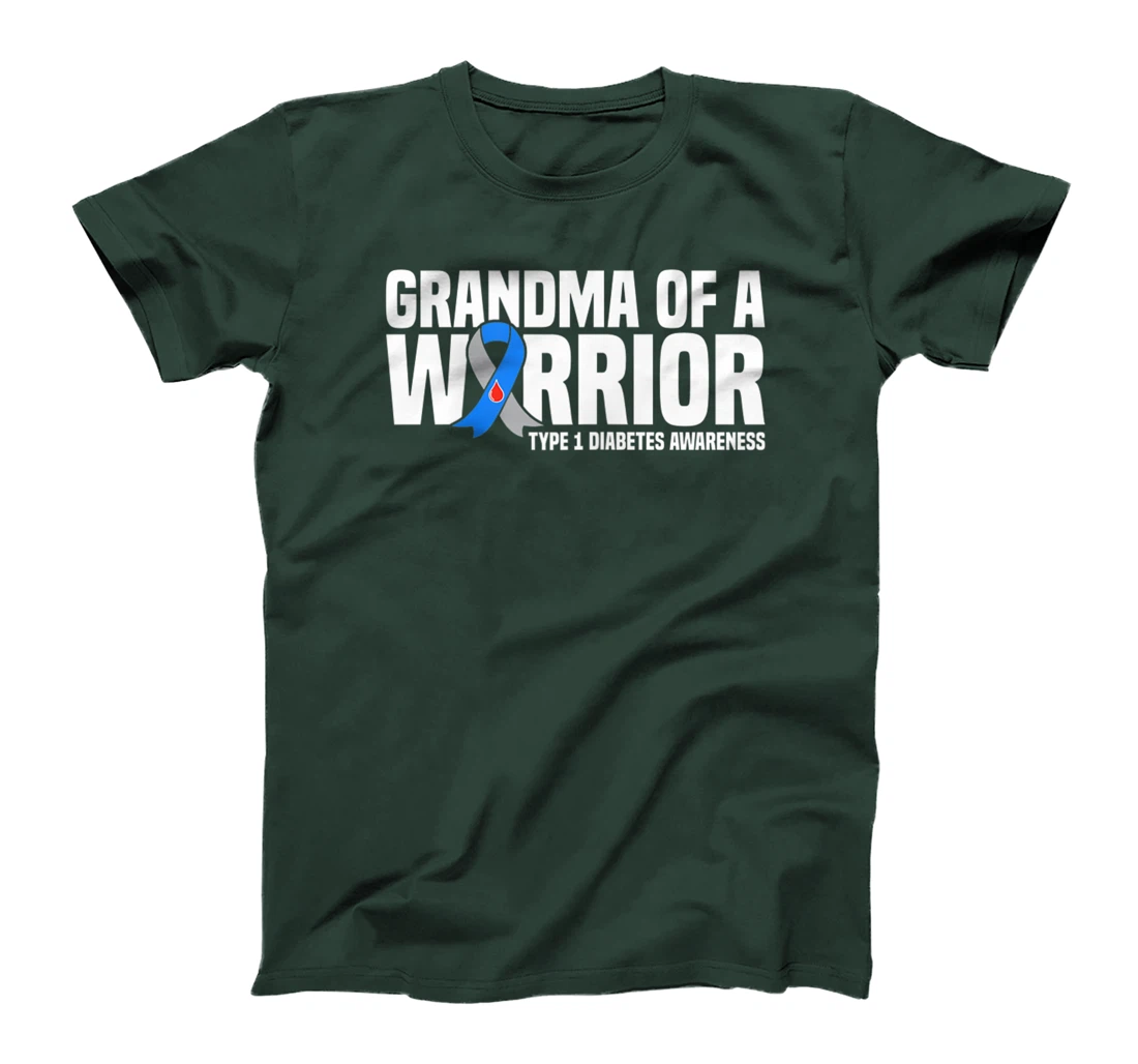 Womens Grandma of a Warrior Type 1 Diabetes Awareness T-Shirt