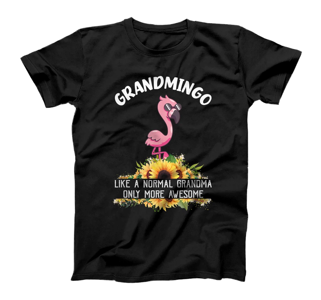 Grandmingo Like Anormal Grandma Only Awesome Floral Flamingo T-Shirt