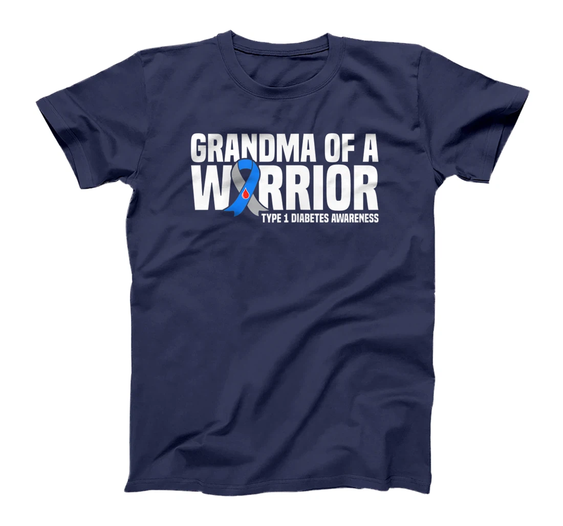 Womens Grandma of a Warrior Type 1 Diabetes Awareness T-Shirt