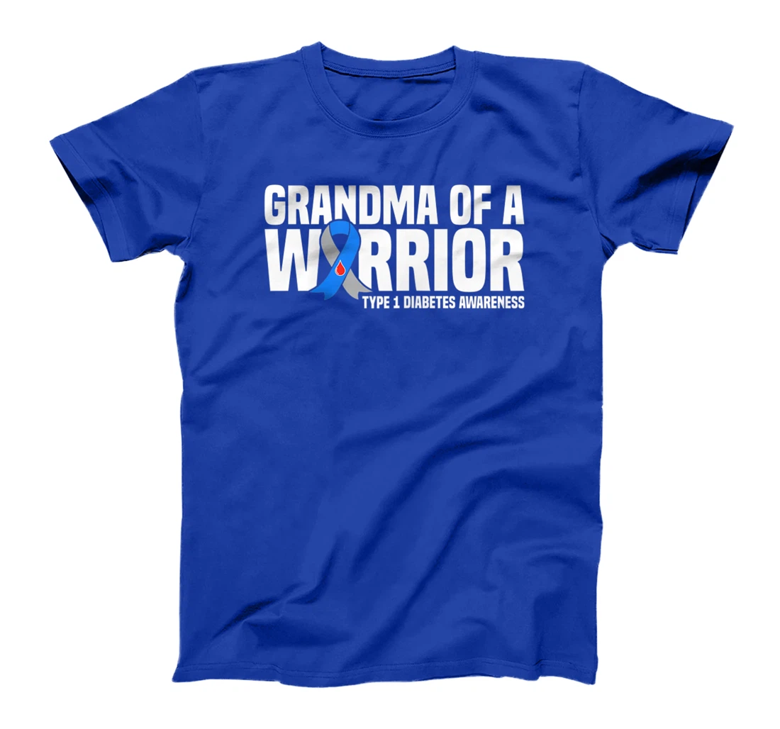 Womens Grandma of a Warrior Type 1 Diabetes Awareness T-Shirt
