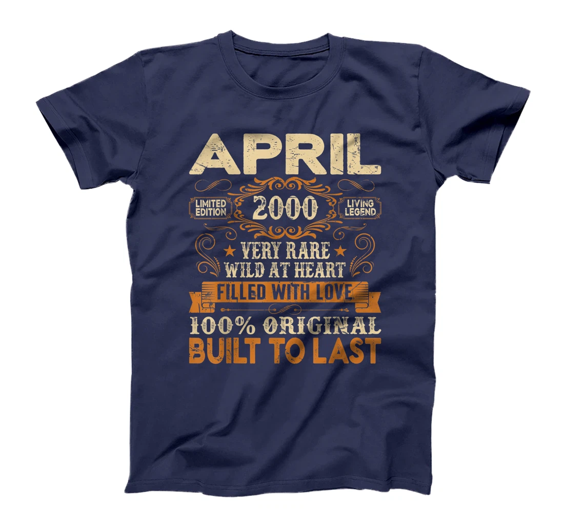 21st Birthday Decoration April 2000 Men Women 21 Years Old T-Shirt