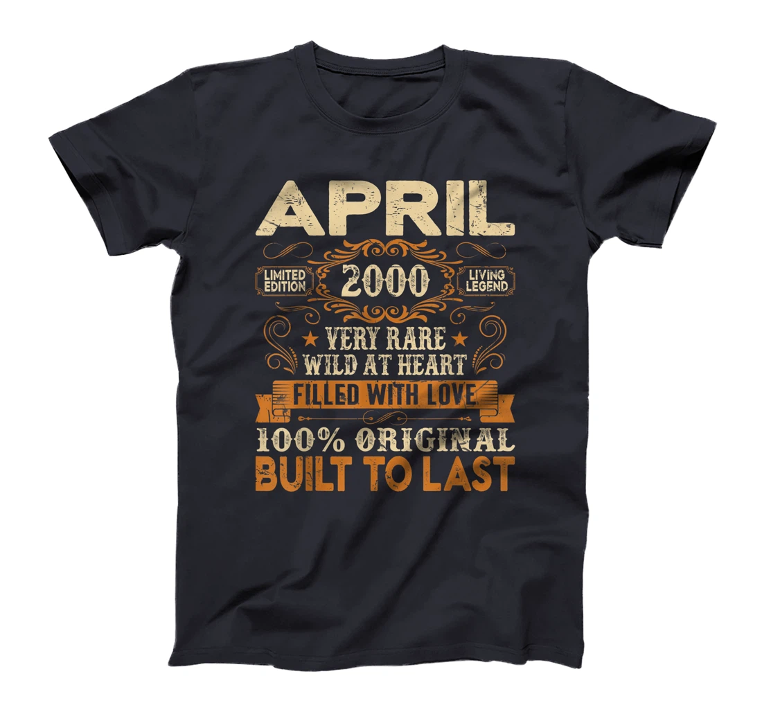 21st Birthday Decoration April 2000 Men Women 21 Years Old T-Shirt