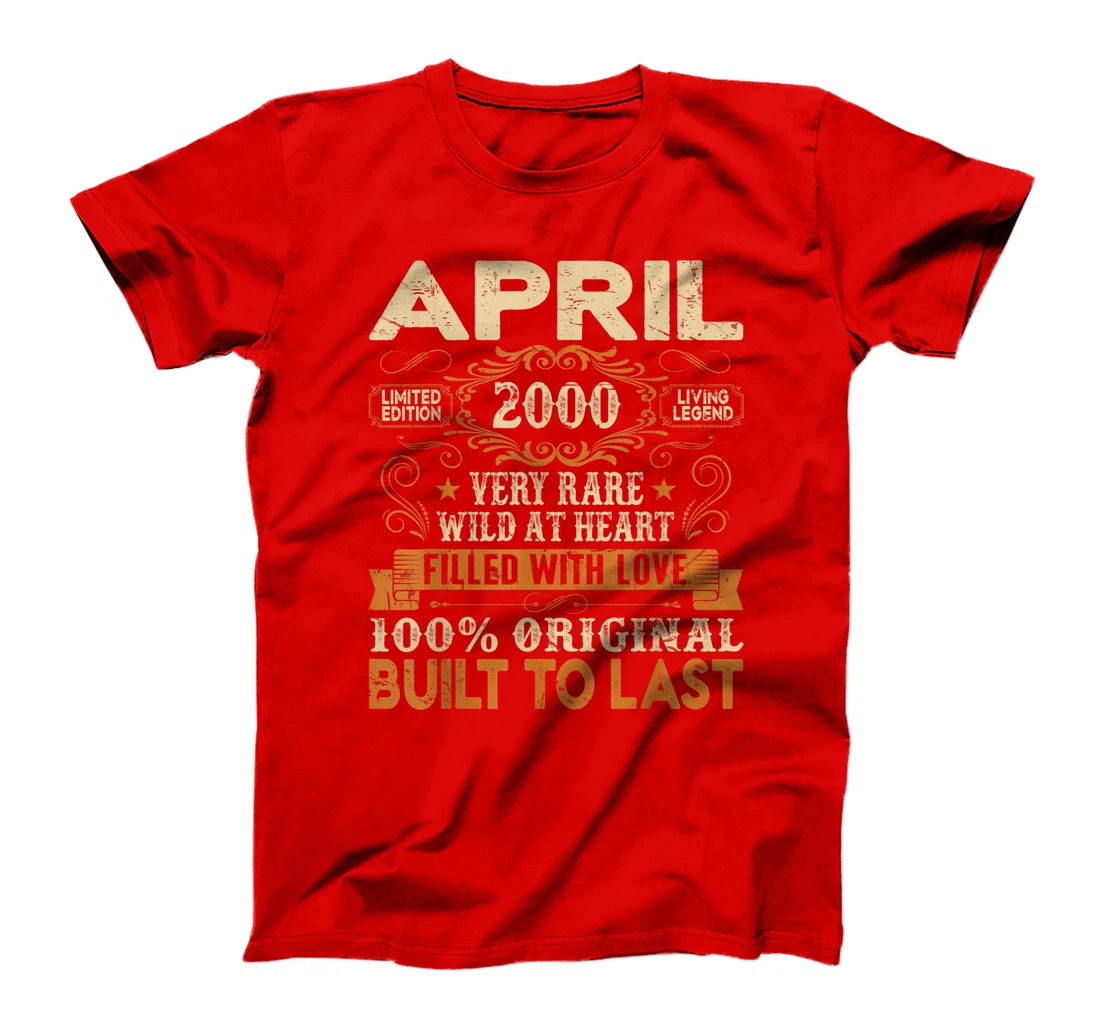 21st Birthday Decoration April 2000 Men Women 21 Years Old T-Shirt