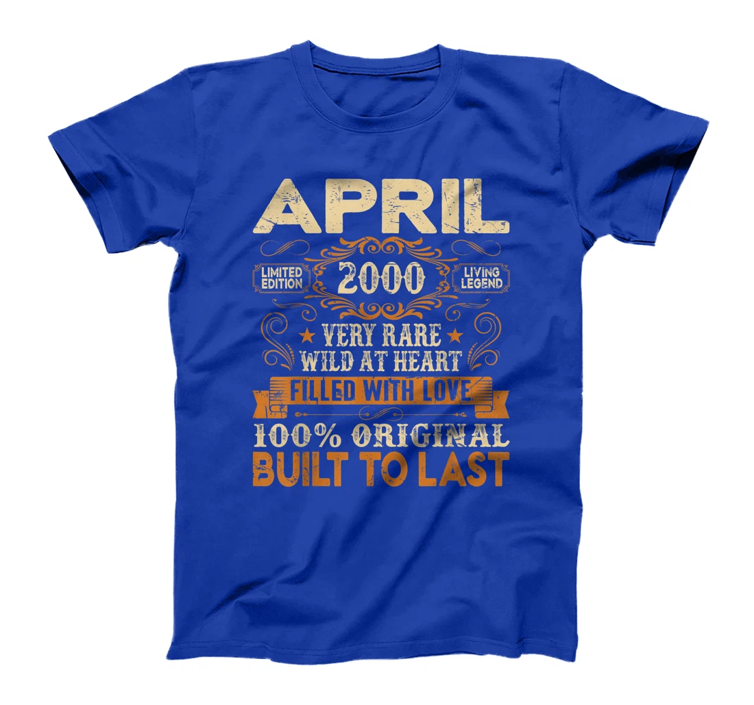 21st Birthday Decoration April 2000 Men Women 21 Years Old T-Shirt